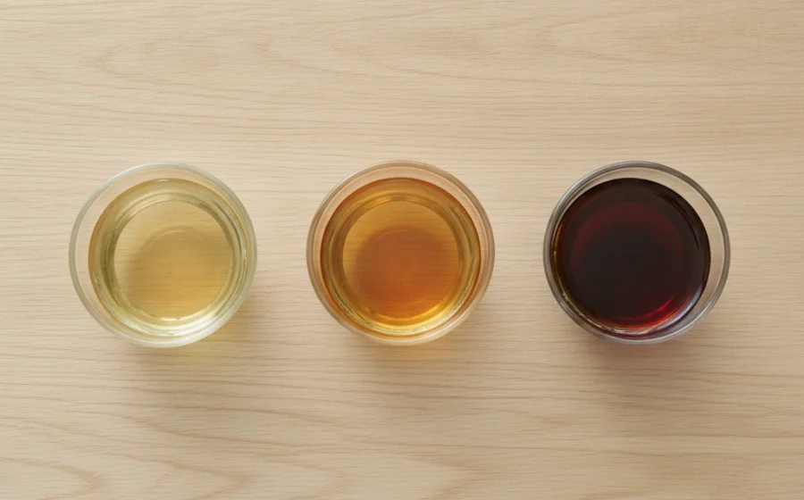 hree tea types side by side showing color difference