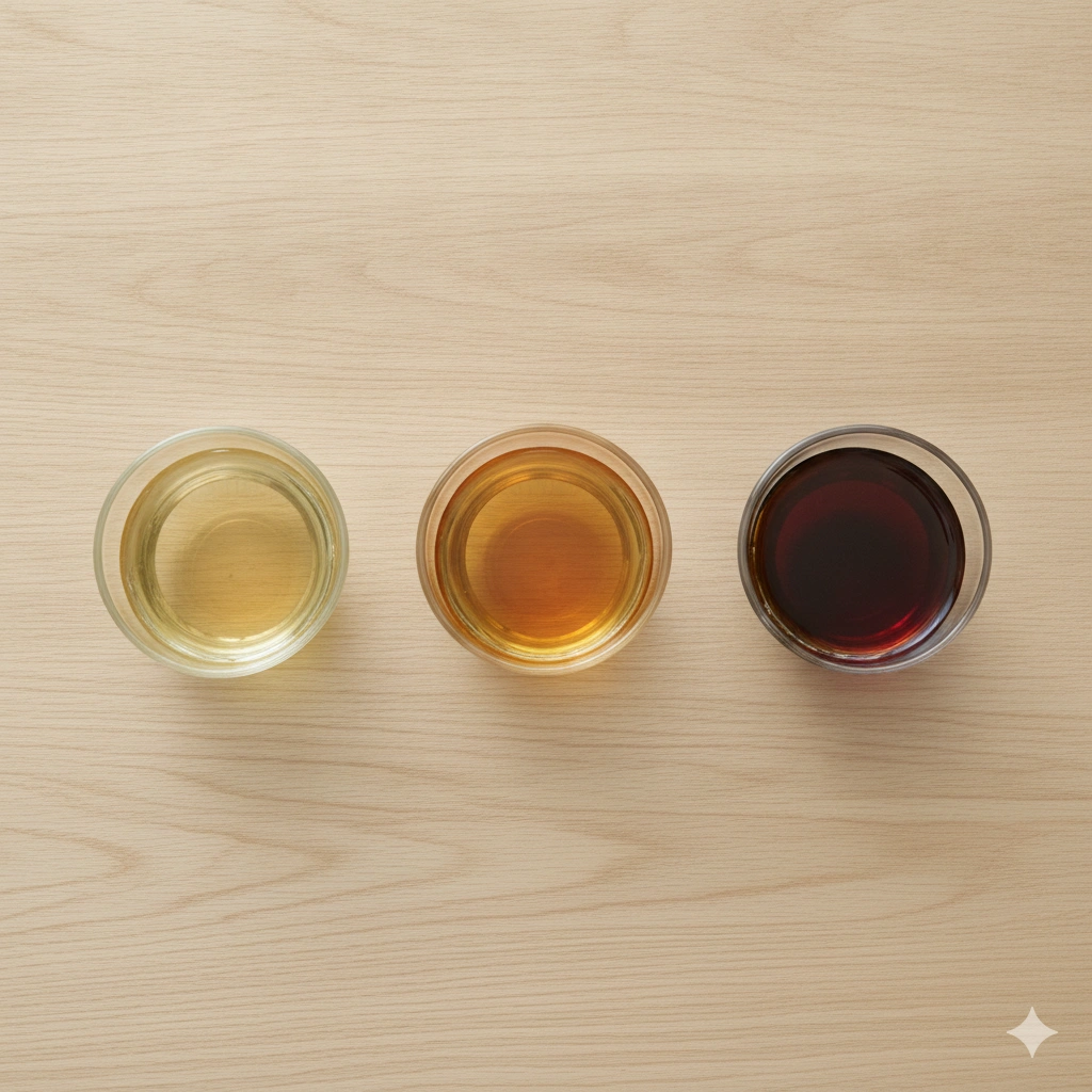 hree tea types side by side showing color difference
