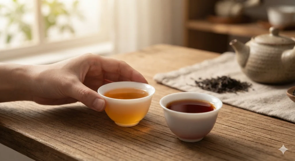 Oolong vs black tea tasting experience at a tea table