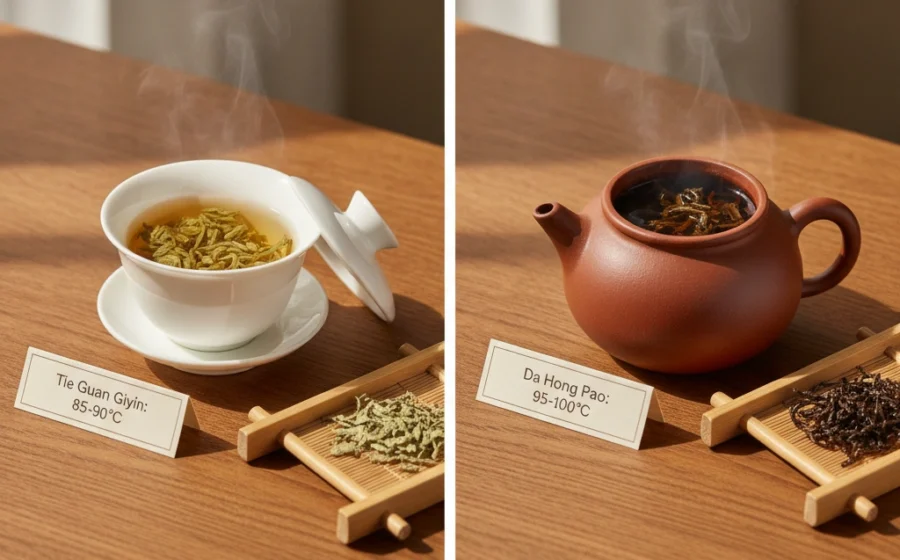 Tie Guan Yin vs Da Hong Pao brewing temperature comparison