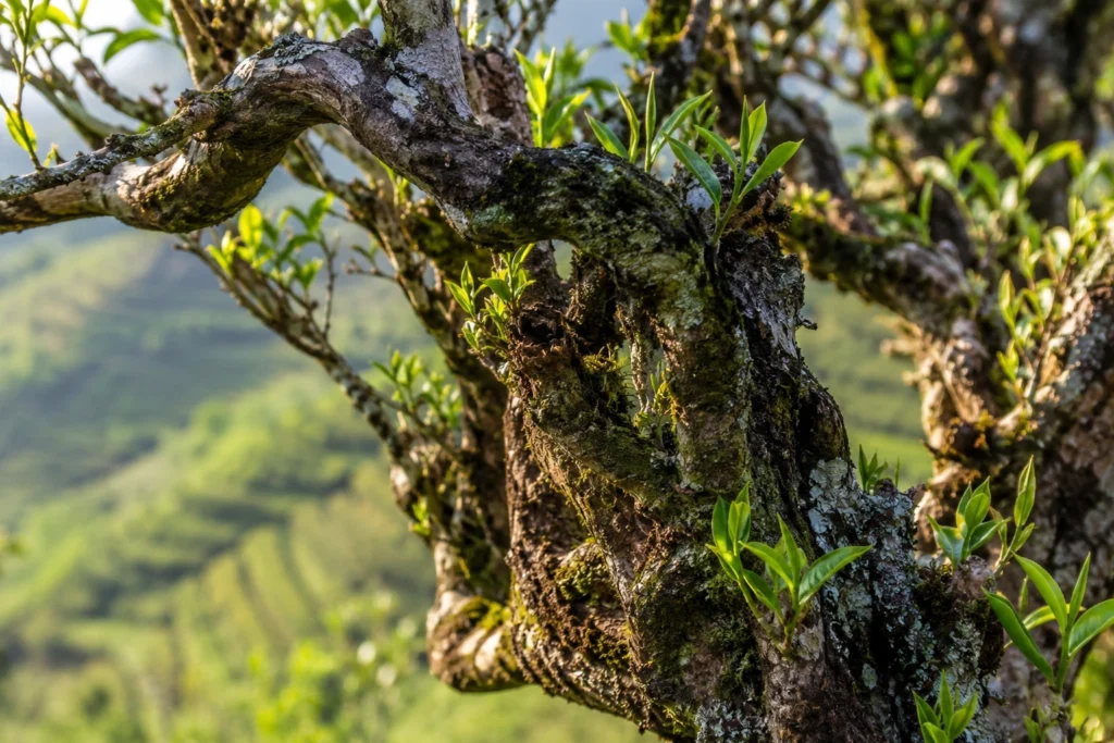 Ancient Phoenix Dan Cong oolong tea tree with fresh spring shoots