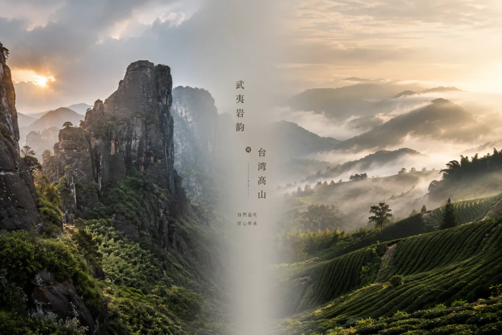 Wuyi Mountain China vs Taiwan high mountain oolong tea regions