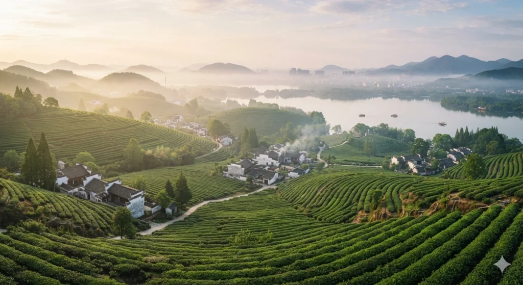 West Lake Longjing tea gardens Hangzhou China Dragon Well origin