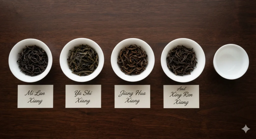 Different types of Phoenix Dancong tea leaves aroma varieties