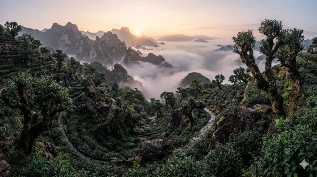 Phoenix Mountain Guangdong Dancong tea origin misty landscape