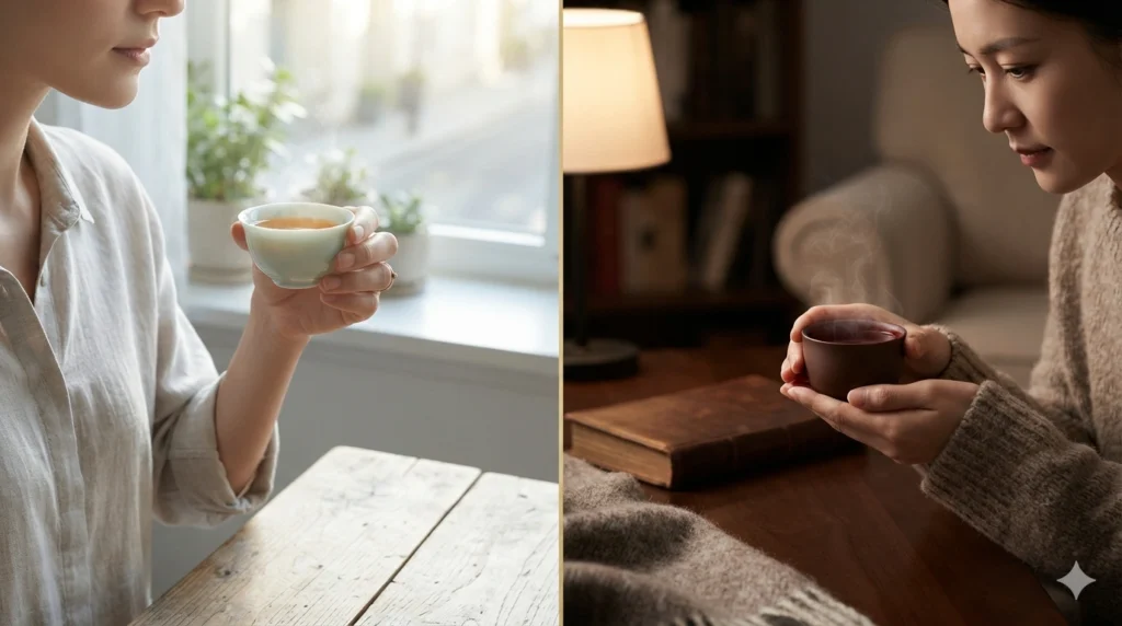 ancong vs Dahongpao tea infusion color comparison side by side