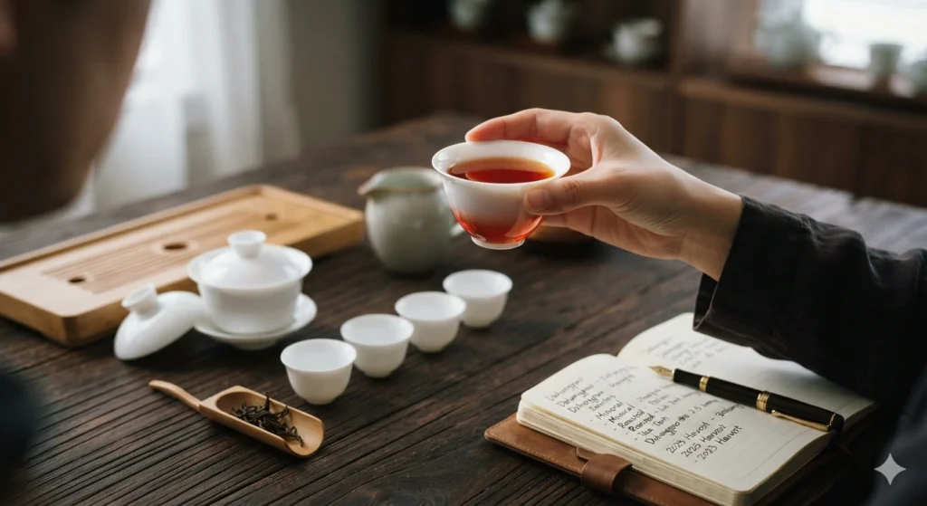 Selecting best Dahongpao tea professional tasting and evaluation