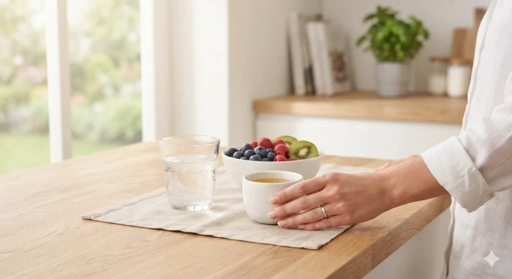 White tea as part of a healthy morning routine and lifestyle