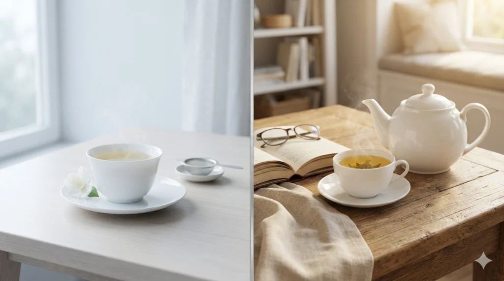 Silver Needle refined morning vs White Peony comfortable afternoon tea moment