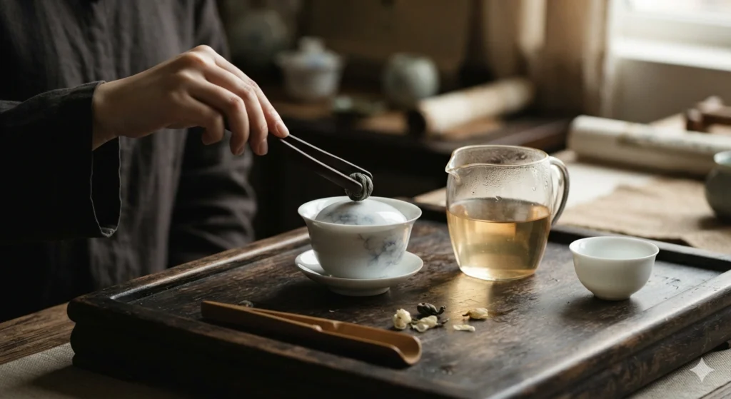 Jasmine Dragon Pearl Gongfu tea ceremony preparation and ritual