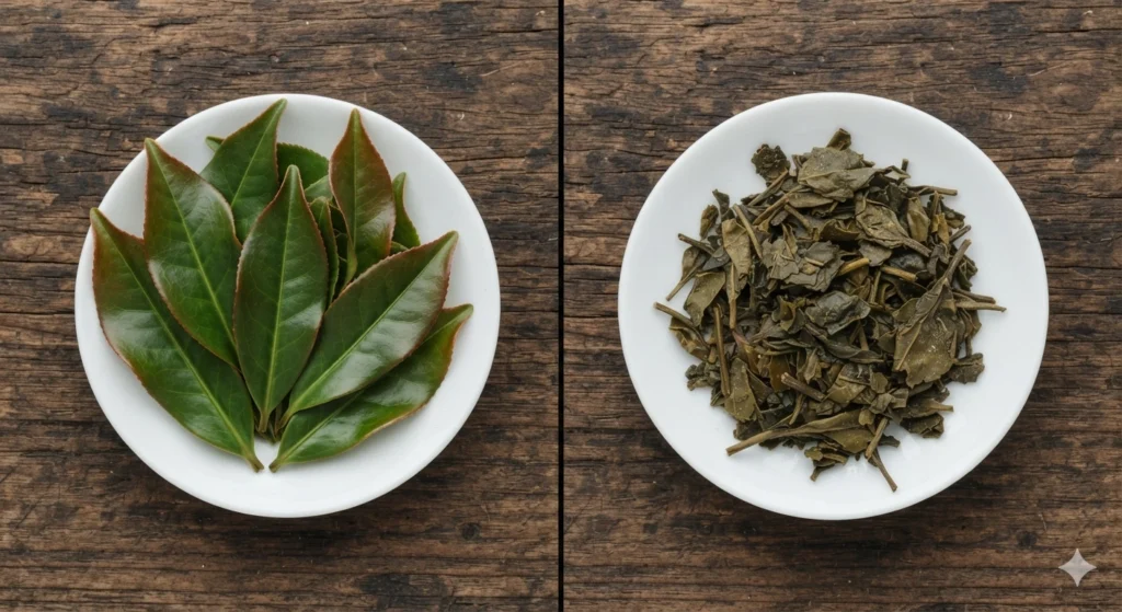 Oolong tea leaf quality comparison unfurled wet leaves high vs low grade