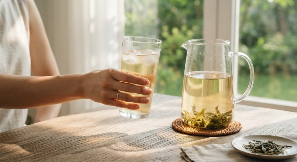 Enjoying a glass of cold brew tea on a summer afternoon