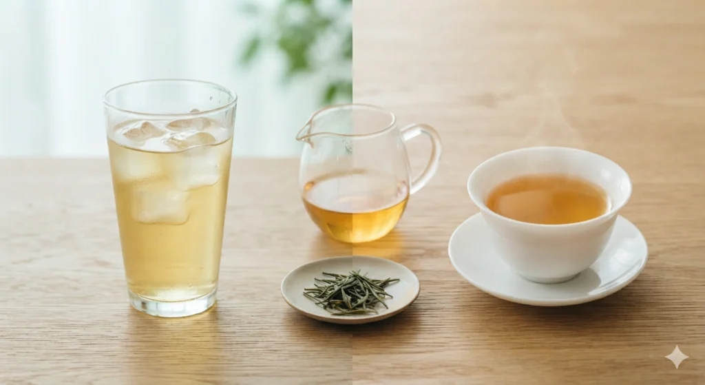 Cold brew tea vs hot brewed tea side by side comparison