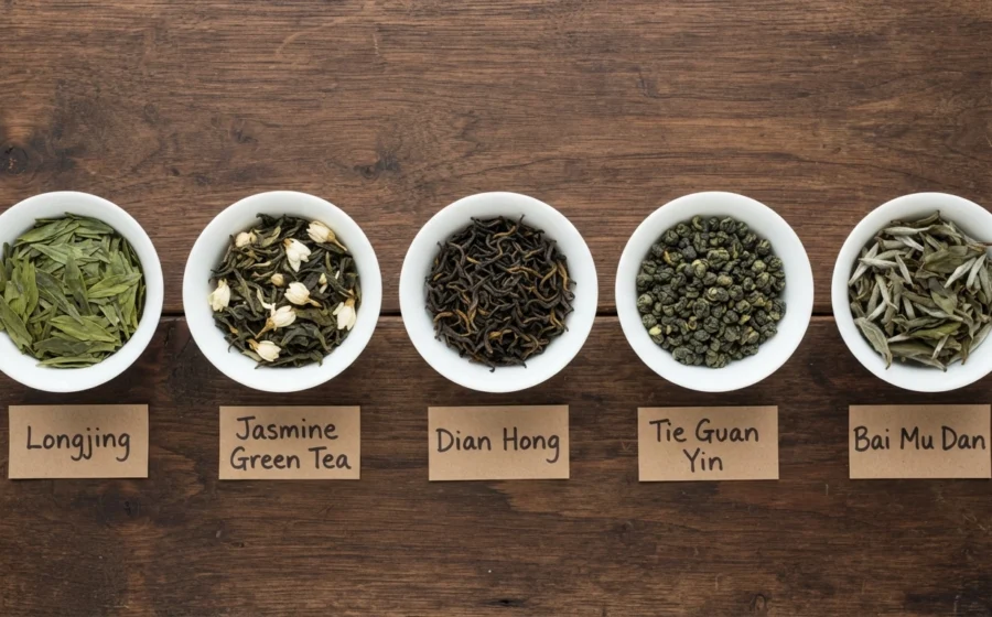 Best Chinese teas for beginners Longjing Jasmine Dian Hong Tie Guan Yin Bai Mu Dan comparison