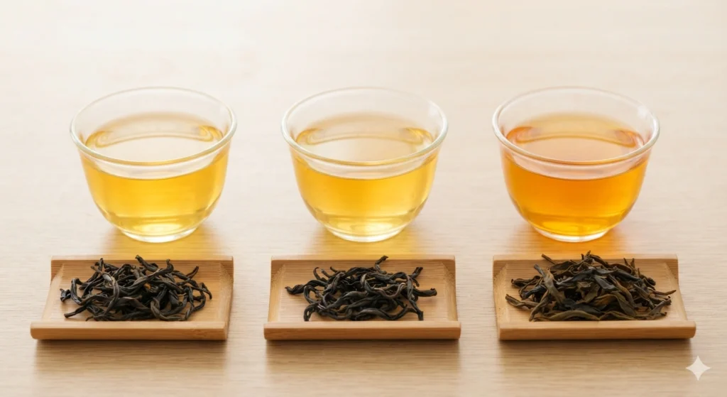 Da Hong Pao tea grades infusion color comparison special first second