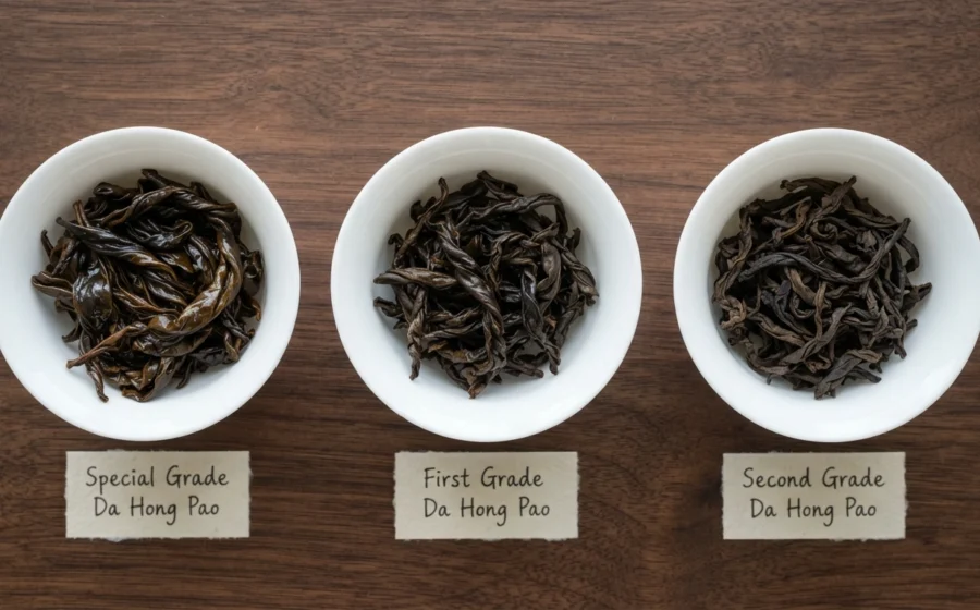 Da Hong Pao Special Grade vs First Grade vs Second Grade dry leaves comparison